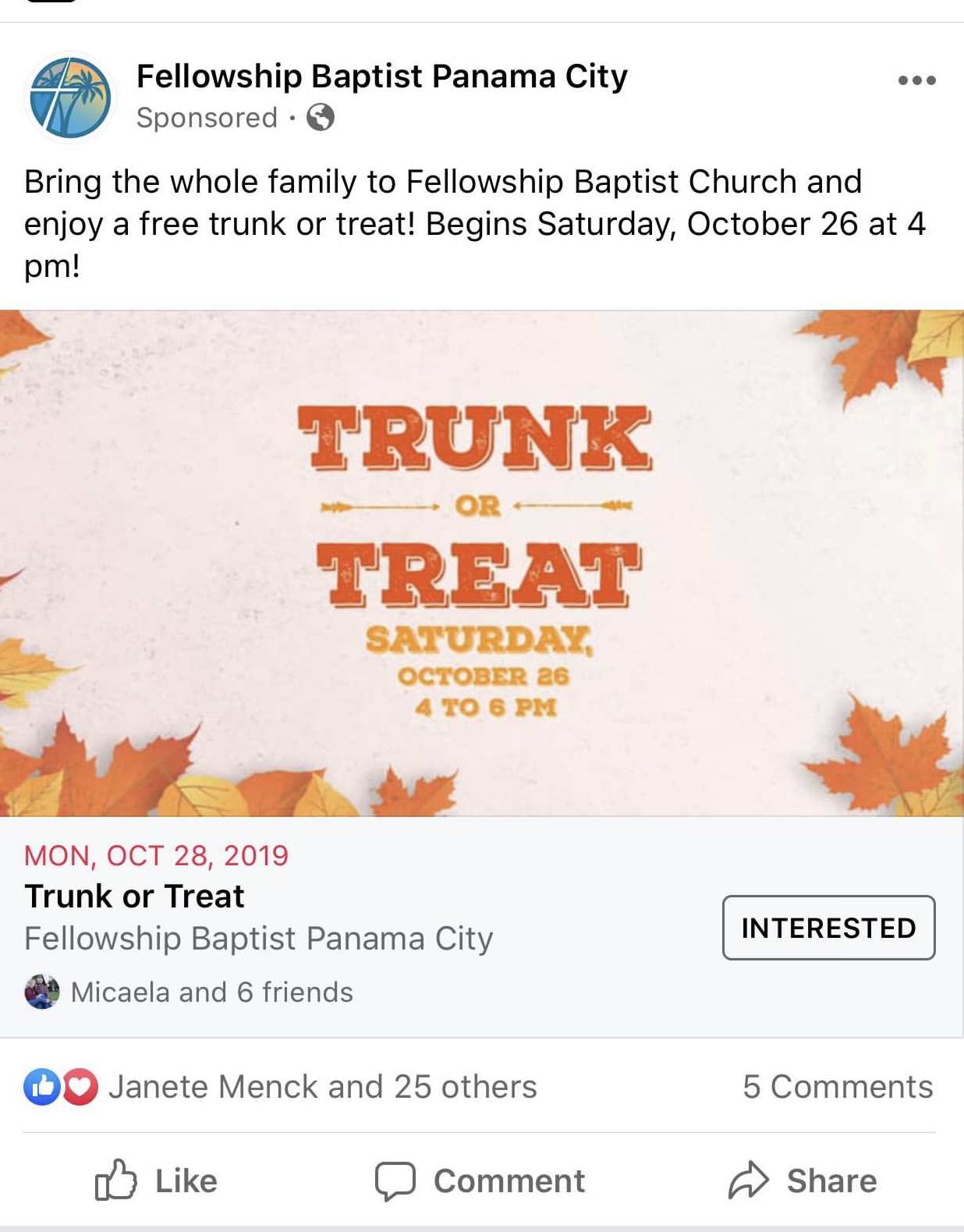 A simple creative ad for a Trunk or Treat event